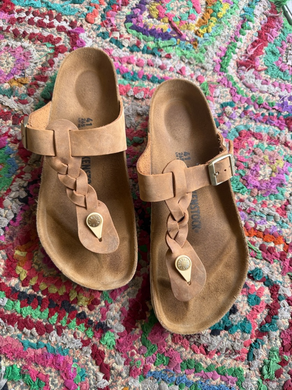 Birkenstock Tan Gizeh Braided Thong Sandals with Buckle NWOT -Women’s 10 (EU 41)